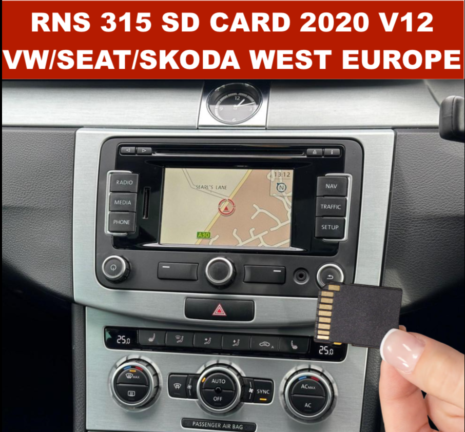 RNS 315, RNS315 SD CARD 2021 V12 VW/SEAT/SKODA WEST EUROPE