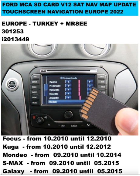 FORD MCA SD CARD V12 SAT NAV MAP UPDATE TOUCHSCREEN NAVIGATION EUROPE 2022